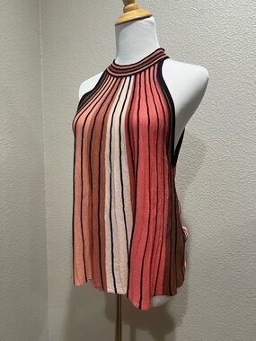 Mango Vertical Stripe Halter Top, S